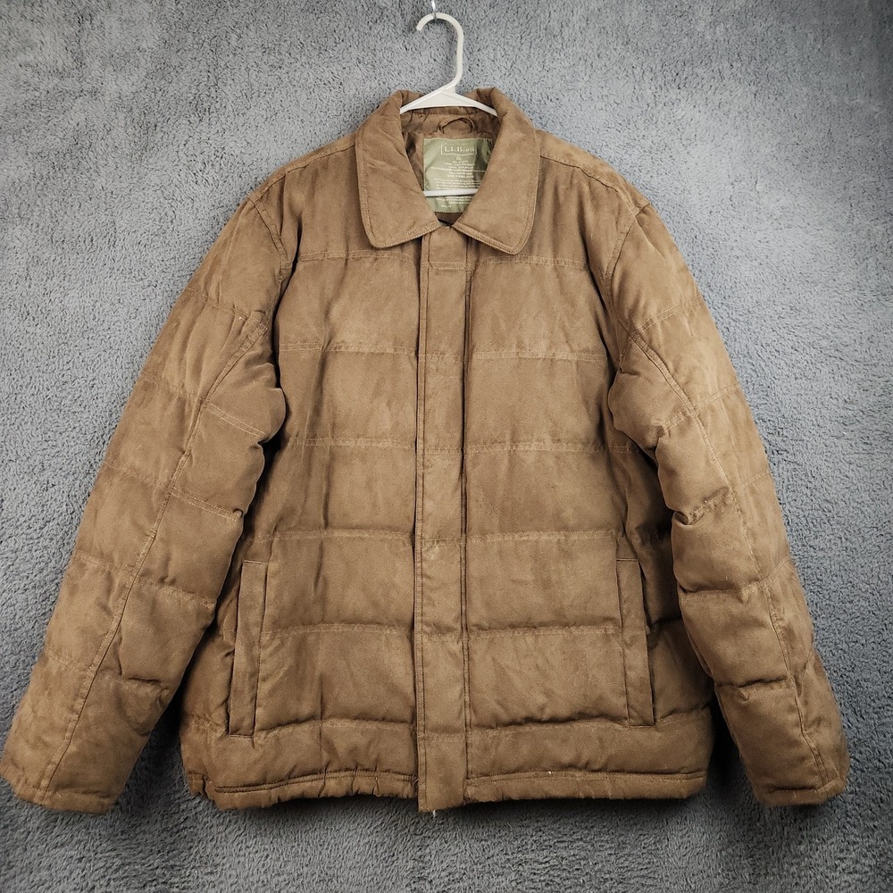 Vintage  L.L.Bean Ultra Suede Quilted Goose Down Puffer Jacket Mens Extra Large